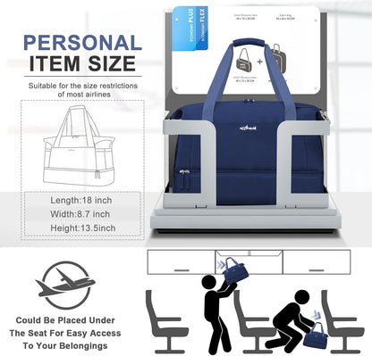 Gym Bag for Women, Personal Item Travel Bag with Shoes Compartment for Trip