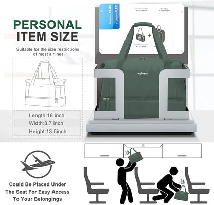 Gym Bag for Women, Personal Item Travel Bag with Shoes Compartment for Trip