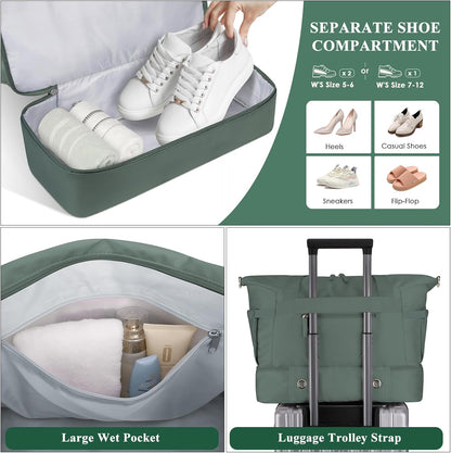 Gym Bag for Women, Personal Item Travel Bag with Shoes Compartment for Trip