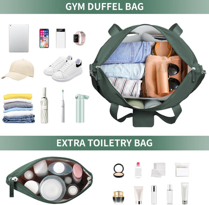 Gym Bag for Women, Personal Item Travel Bag with Shoes Compartment for Trip