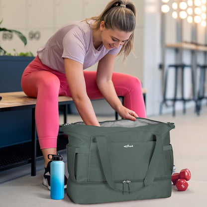 Gym Bag for Women, Personal Item Travel Bag with Shoes Compartment for Trip