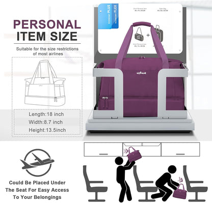 Gym Bag for Women, Personal Item Travel Bag with Shoes Compartment for Trip