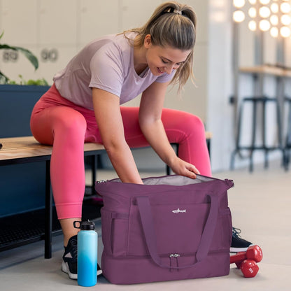 Gym Bag for Women, Personal Item Travel Bag with Shoes Compartment for Trip