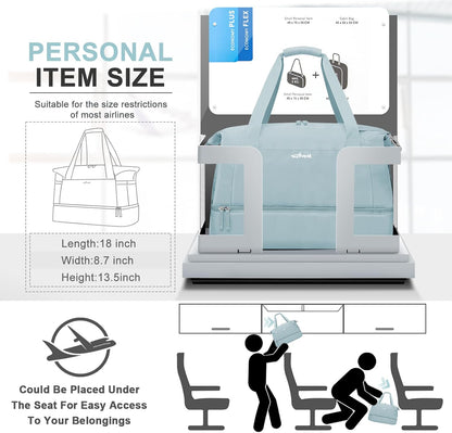 Gym Bag for Women, Personal Item Travel Bag with Shoes Compartment for Trip