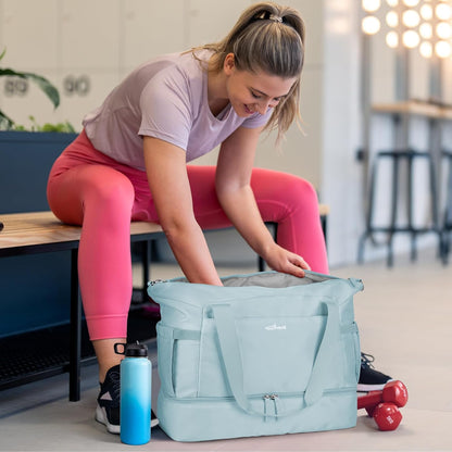 Gym Bag for Women, Personal Item Travel Bag with Shoes Compartment for Trip