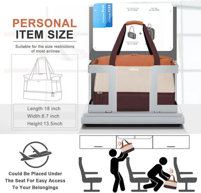 Gym Bag for Women, Personal Item Travel Bag with Shoes Compartment for Trip