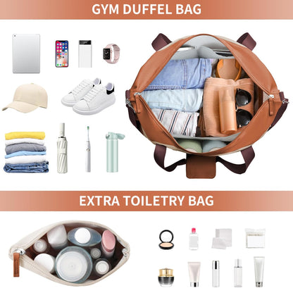 Gym Bag for Women, Personal Item Travel Bag with Shoes Compartment for Trip