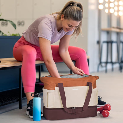 Gym Bag for Women, Personal Item Travel Bag with Shoes Compartment for Trip