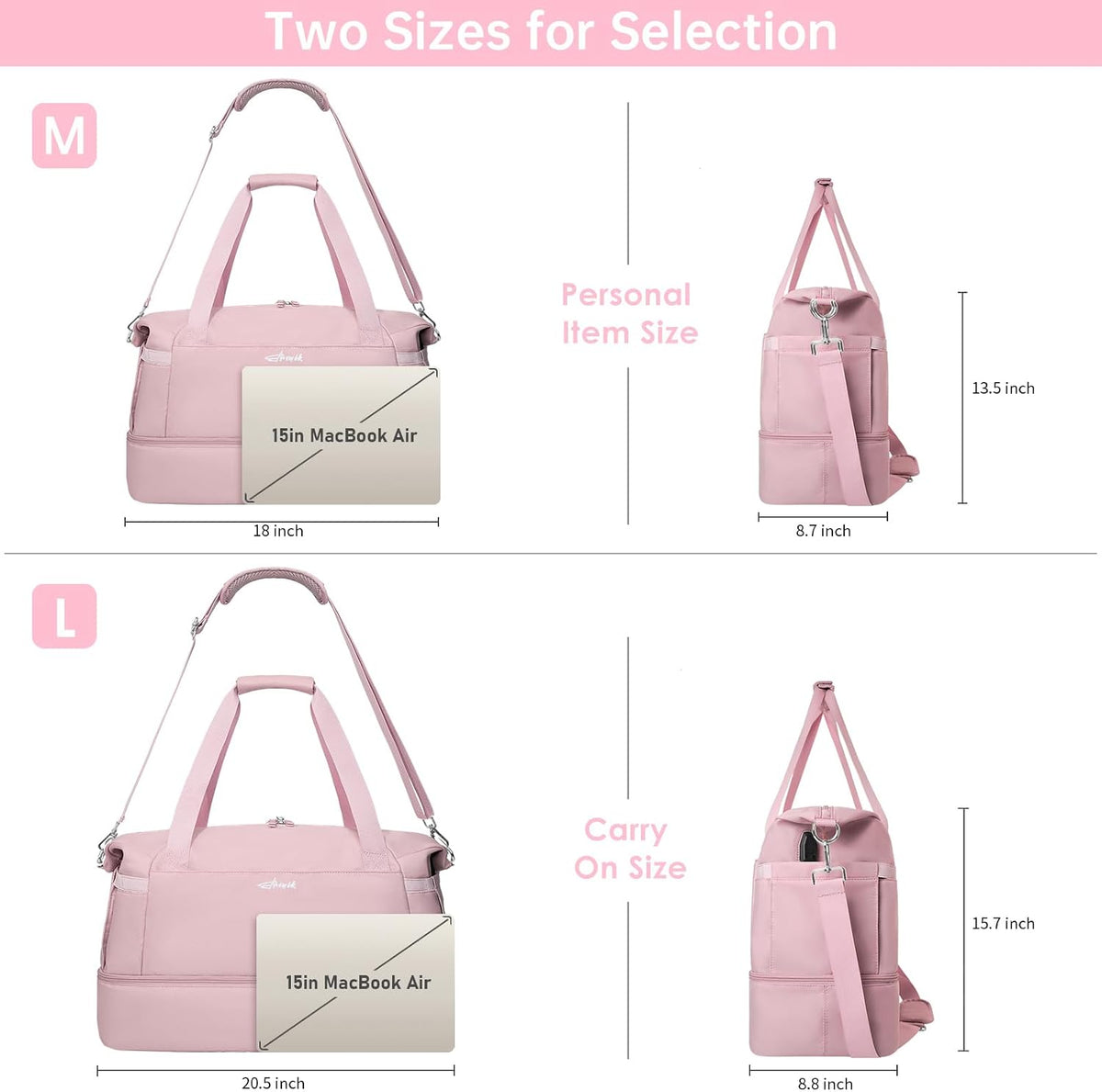 Gym Bag for Women, Personal Item Travel Bag with Shoes Compartment for Trip