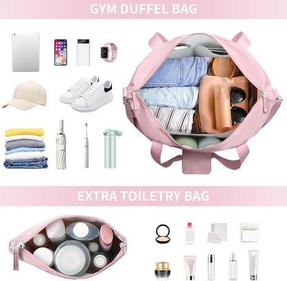 Gym Bag for Women, Personal Item Travel Bag with Shoes Compartment for Trip