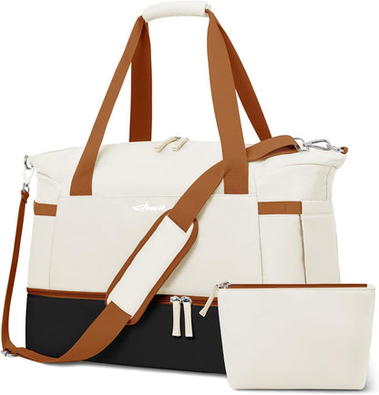 Gym Bag for Women, Personal Item Travel Bag with Shoes Compartment for Trip