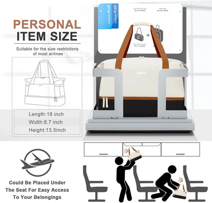 Gym Bag for Women, Personal Item Travel Bag with Shoes Compartment for Trip
