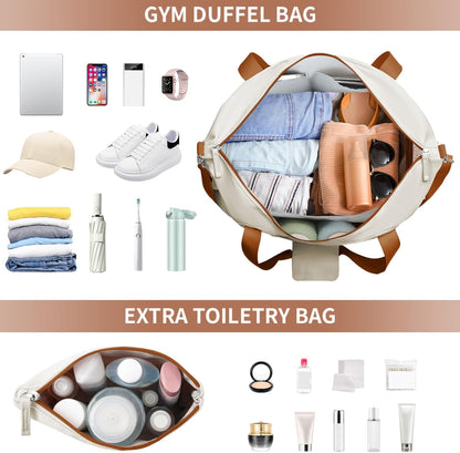 Gym Bag for Women, Personal Item Travel Bag with Shoes Compartment for Trip