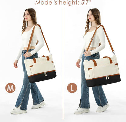 Gym Bag for Women, Personal Item Travel Bag with Shoes Compartment for Trip