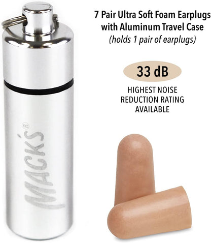 Ultra Soft Foam Earplugs, 7 Pair + Case – 33 dB Highest NRR, Comfortable Ear Plugs for Sleeping, Snoring, Travel, Concerts, Studying and Noise