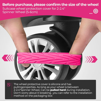 8Pcs Upgrade Luggage Wheel Covers, Travel Accessories (Hot Pink)