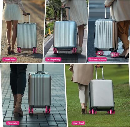 8Pcs Upgrade Luggage Wheel Covers, Travel Accessories (Hot Pink)