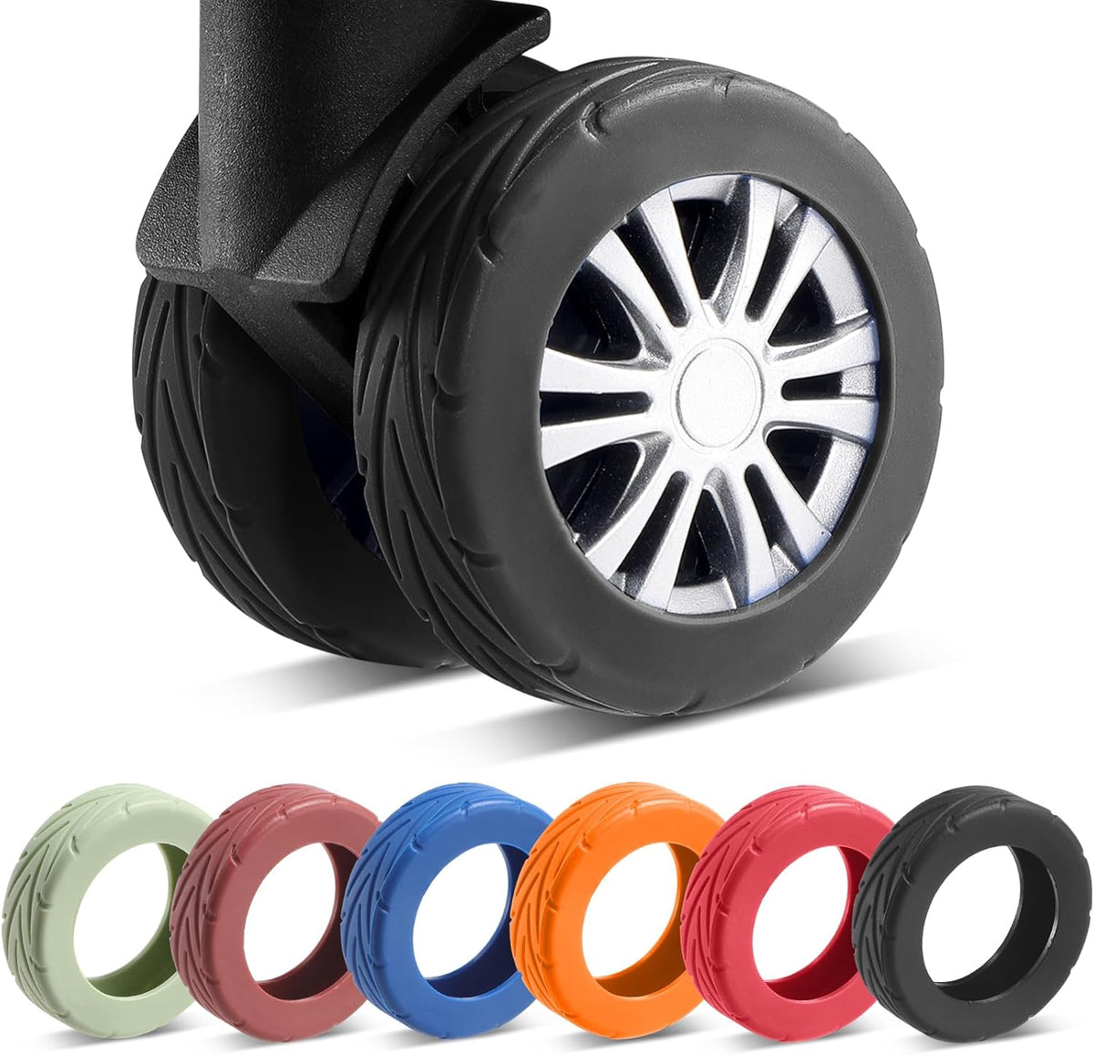 8Pcs Upgrade Luggage Wheel Covers, Travel Accessories (Hot Pink)