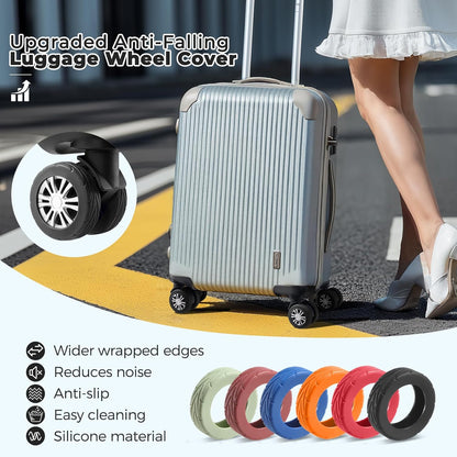 8Pcs Upgrade Luggage Wheel Covers, Travel Accessories (Hot Pink)