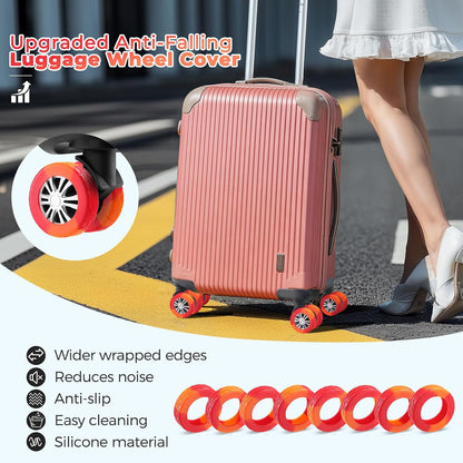 8Pcs Upgrade Luggage Wheel Covers, Travel Accessories (Hot Pink)