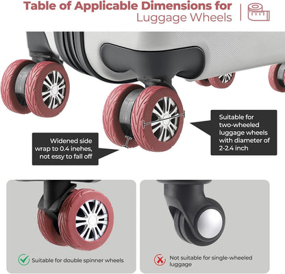 8Pcs Upgrade Luggage Wheel Covers, Travel Accessories (Hot Pink)