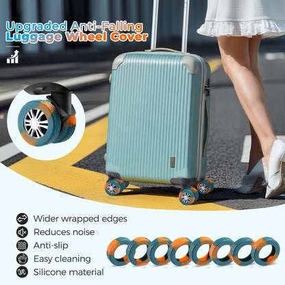 8Pcs Upgrade Luggage Wheel Covers, Travel Accessories (Hot Pink)