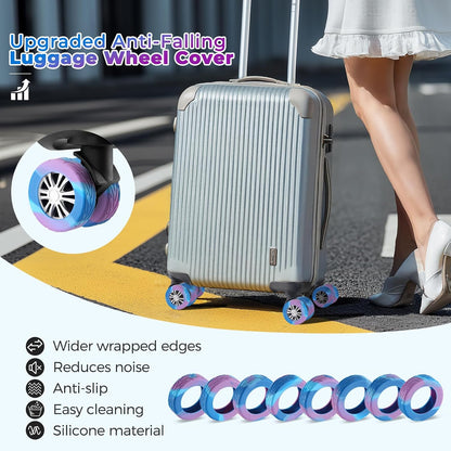 8Pcs Upgrade Luggage Wheel Covers, Travel Accessories (Hot Pink)
