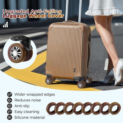 8Pcs Upgrade Luggage Wheel Covers, Travel Accessories (Hot Pink)