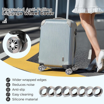 8Pcs Upgrade Luggage Wheel Covers, Travel Accessories (Hot Pink)