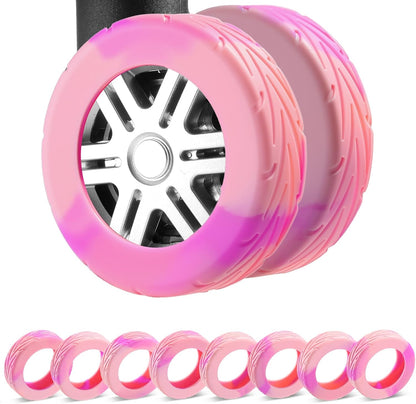 8Pcs Upgrade Luggage Wheel Covers, Travel Accessories (Hot Pink)
