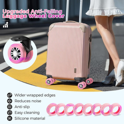 8Pcs Upgrade Luggage Wheel Covers, Travel Accessories (Hot Pink)