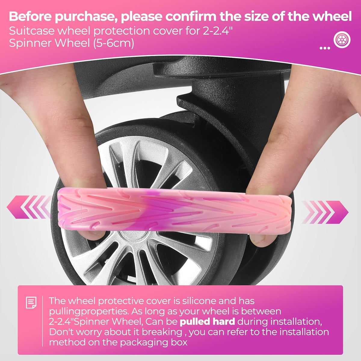8Pcs Upgrade Luggage Wheel Covers, Travel Accessories (Hot Pink)