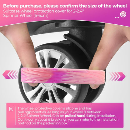 8Pcs Upgrade Luggage Wheel Covers, Travel Accessories (Hot Pink)