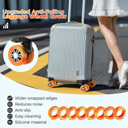 8Pcs Upgrade Luggage Wheel Covers, Travel Accessories (Hot Pink)