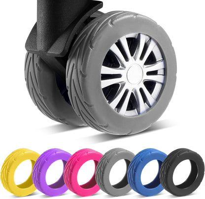8Pcs Upgrade Luggage Wheel Covers, Travel Accessories (Hot Pink)