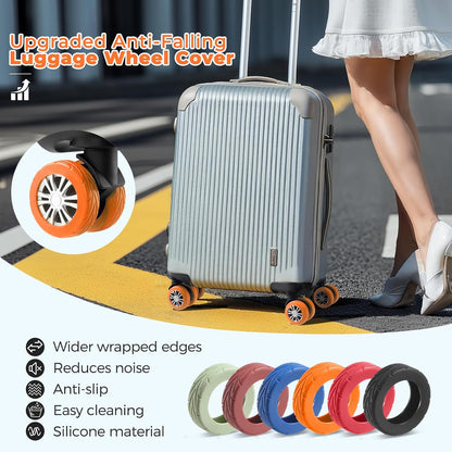 8Pcs Upgrade Luggage Wheel Covers, Travel Accessories (Hot Pink)