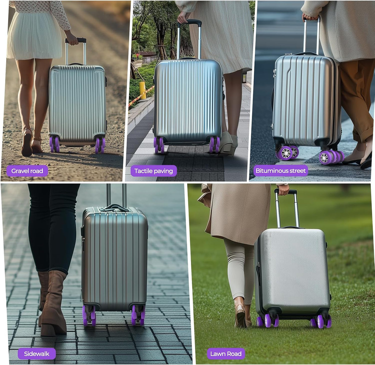 8Pcs Upgrade Luggage Wheel Covers, Travel Accessories (Hot Pink)