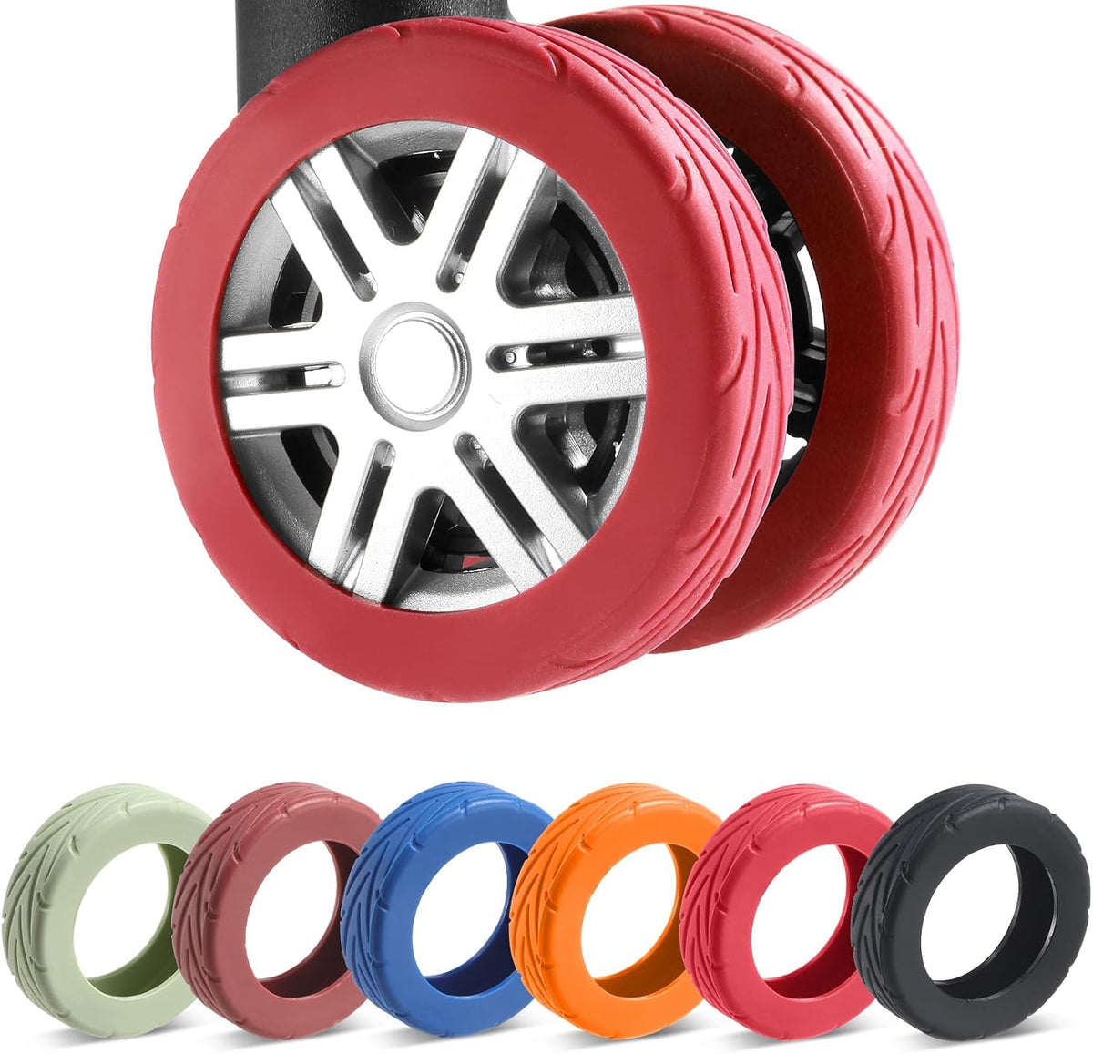 8Pcs Upgrade Luggage Wheel Covers, Travel Accessories (Hot Pink)