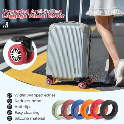 8Pcs Upgrade Luggage Wheel Covers, Travel Accessories (Hot Pink)