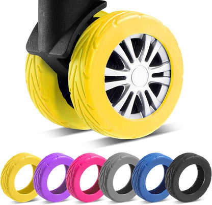 8Pcs Upgrade Luggage Wheel Covers, Travel Accessories (Hot Pink)