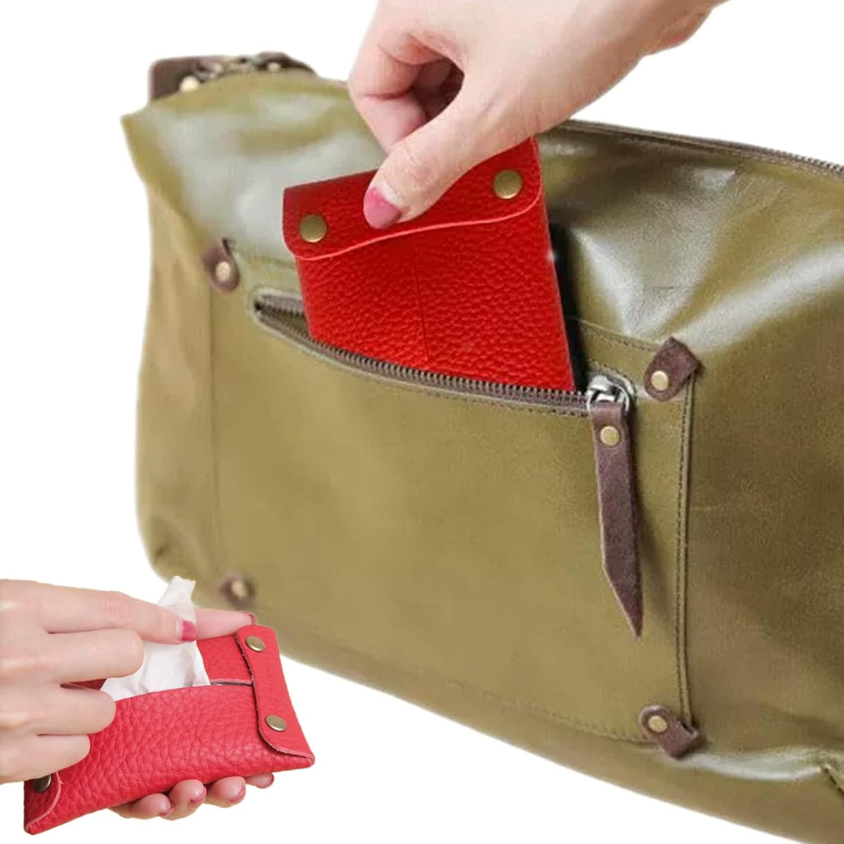 Pocket Tissue Holder for Purse, Soft Tissue Box Reusable Tissue Travel Pouch Paper Box Bag for Face Towels