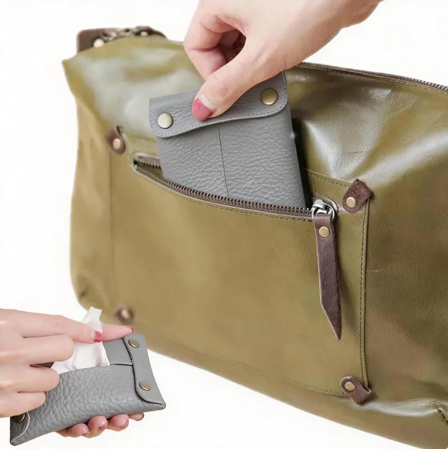 Pocket Tissue Holder for Purse, Soft Tissue Box Reusable Tissue Travel Pouch Paper Box Bag for Face Towels