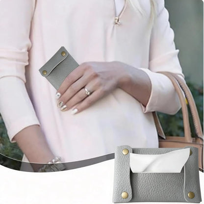 Pocket Tissue Holder for Purse, Soft Tissue Box Reusable Tissue Travel Pouch Paper Box Bag for Face Towels