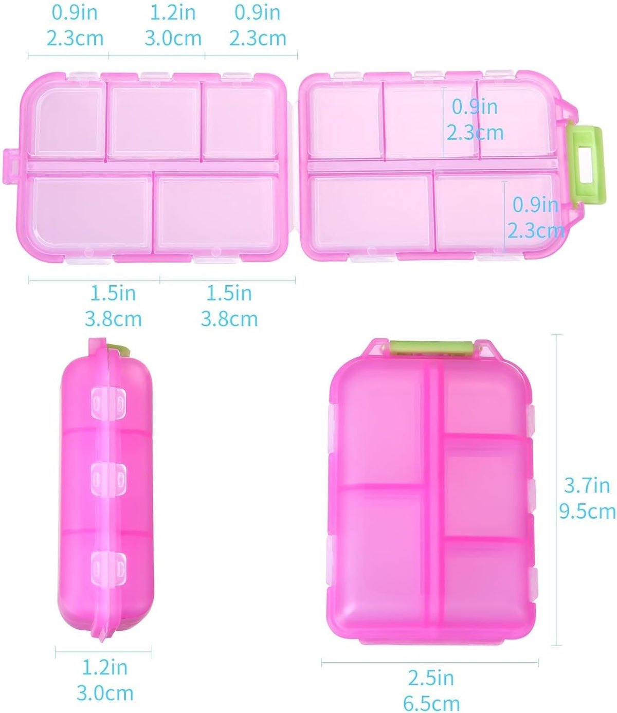 Travel Pill Organizer,10 Compartments Pill Case,Compact & Portable Pill Box