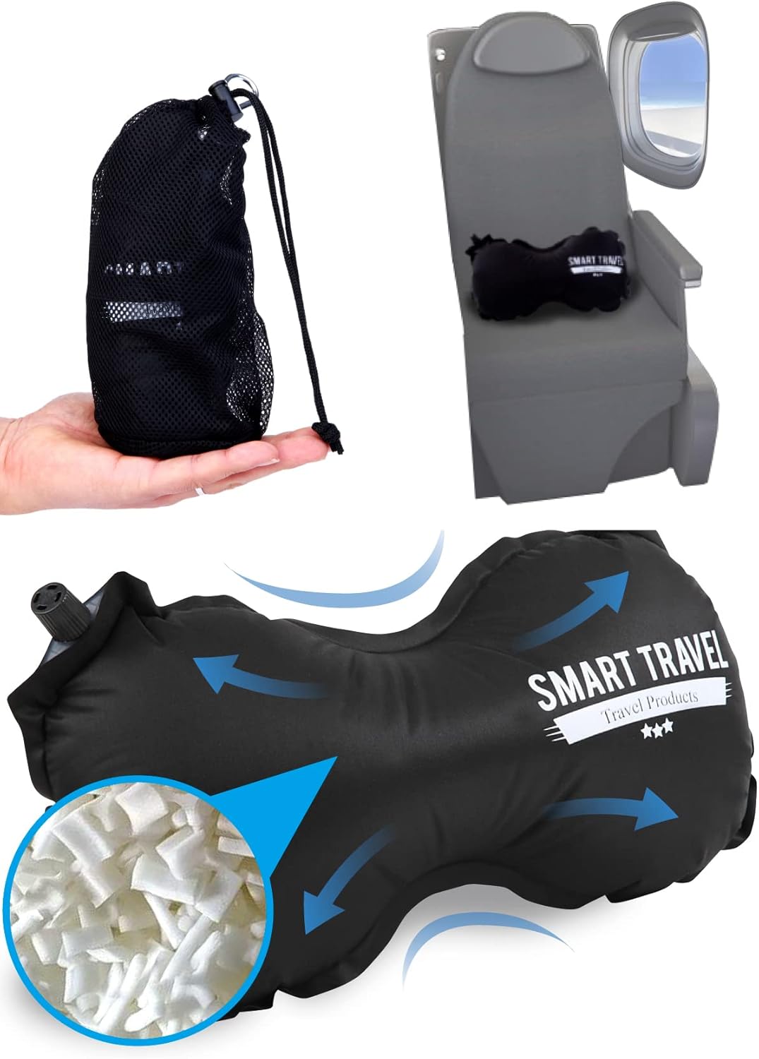 SmartTravel Inflatable Lumbar Support Travel Pillow for Airplane Seat
