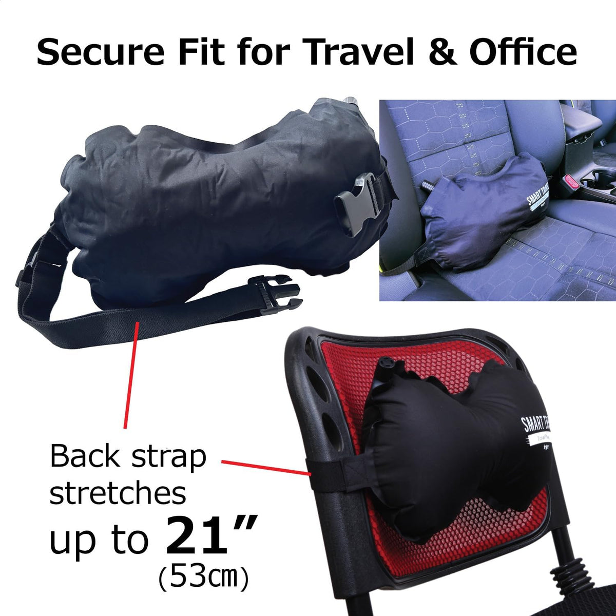 SmartTravel Inflatable Lumbar Support Travel Pillow for Airplane Seat