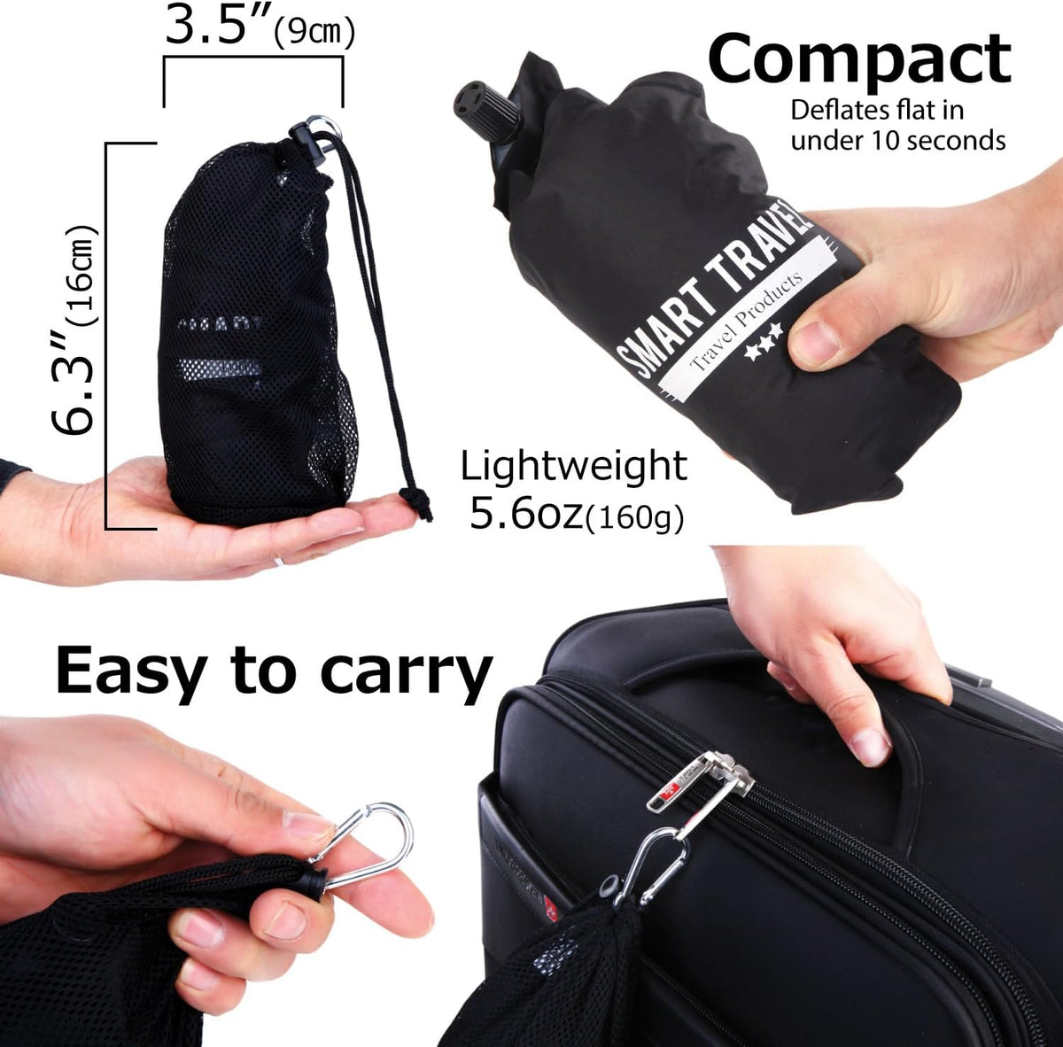 SmartTravel Inflatable Lumbar Support Travel Pillow for Airplane Seat