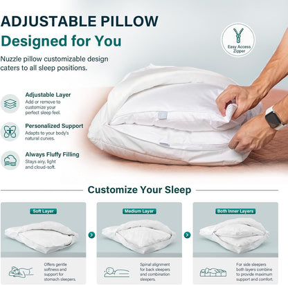 Standard Adjustable Neck Pillow,Soft Luxury Hotel Feel