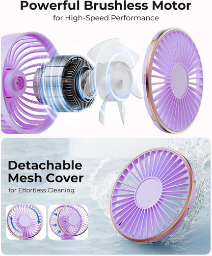 TUNISE Portable Handheld Fan, Portable Fan Rechargeable, 4000mAh, 180° Adjustable, 6 Speed Wind, Display Electricity in Real Time, USB Rechargeable Foldable F an, Quiet Personal Fan as Power Bank