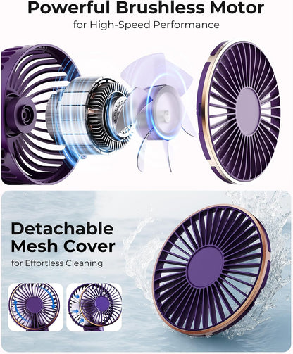 TUNISE Portable Handheld Fan, Portable Fan Rechargeable, 4000mAh, 180° Adjustable, 6 Speed Wind, Display Electricity in Real Time, USB Rechargeable Foldable F an, Quiet Personal Fan as Power Bank